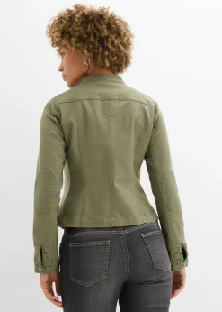 Chaqueta de sarga de algodón con insertos elásticos en los laterales