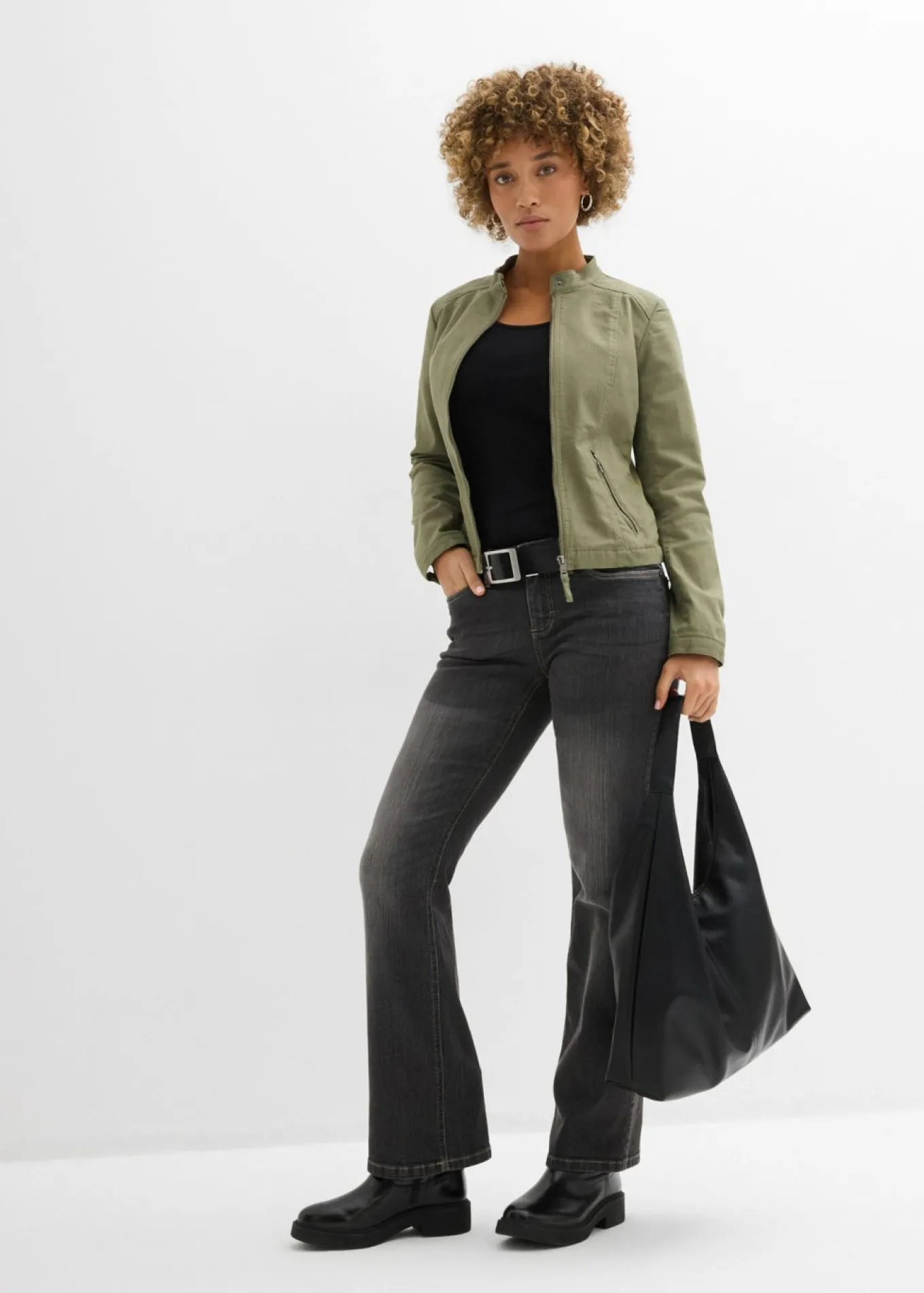 Chaqueta de sarga de algodón con insertos elásticos en los laterales