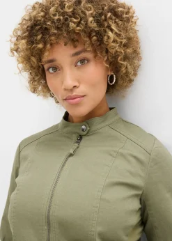 Chaqueta de sarga de algodón con insertos elásticos en los laterales