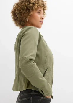 Chaqueta de sarga de algodón con insertos elásticos en los laterales