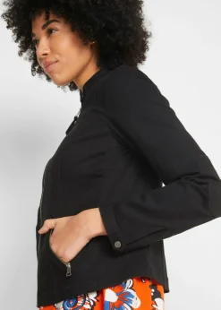 Chaqueta de sarga de algodón con insertos elásticos en los laterales