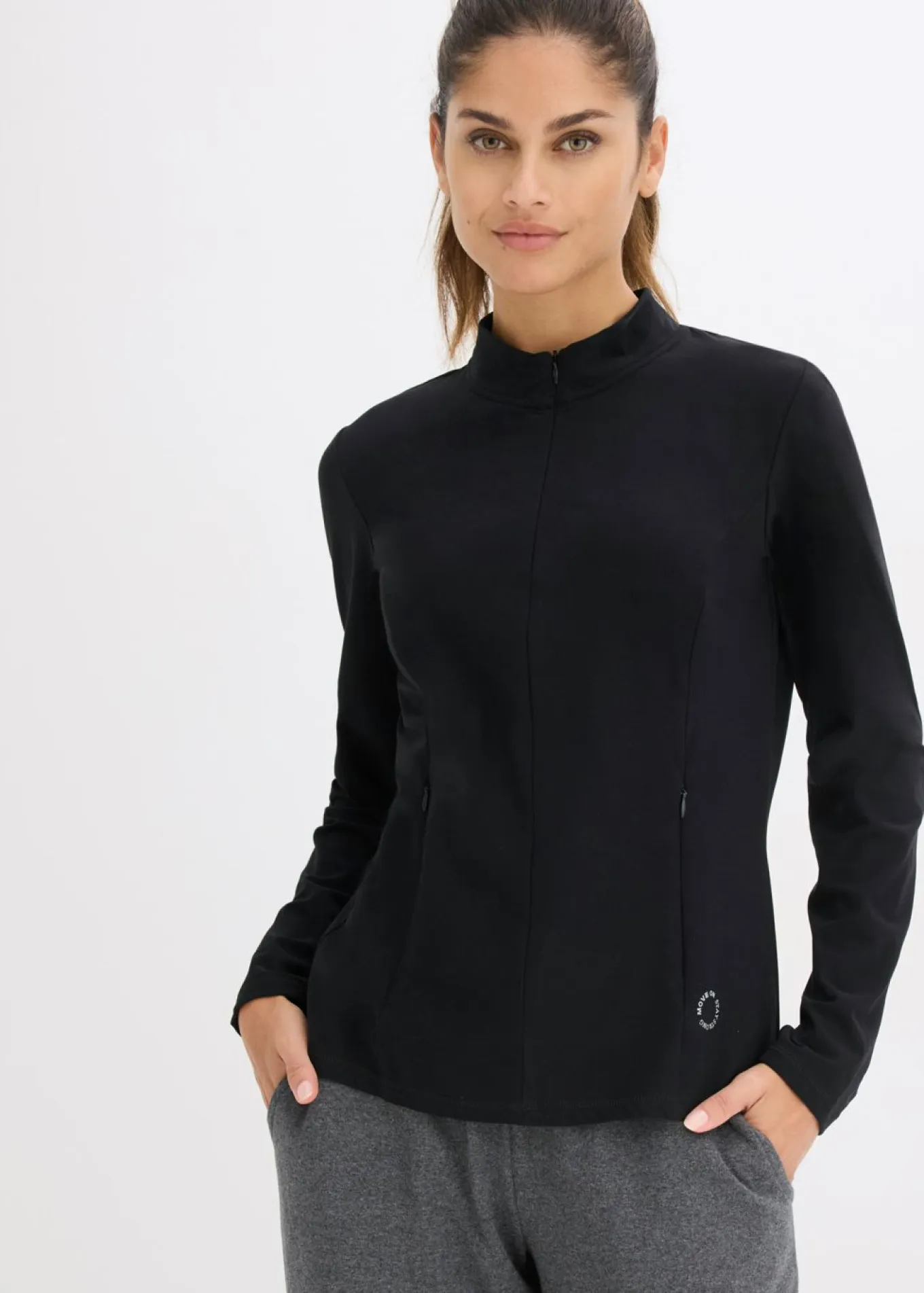Chaqueta deportiva térmica con media cremallera y material de secado rápido