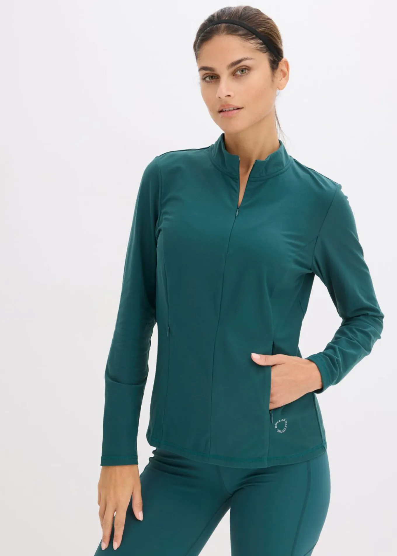 Chaqueta deportiva térmica con media cremallera y material de secado rápido
