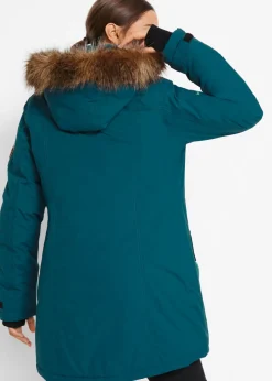 Chaqueta funcional de trekking con capucha, diseño largo y tejido impermeable