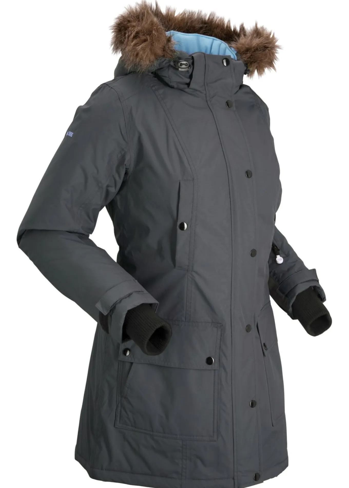Chaqueta funcional de trekking con capucha, diseño largo y tejido impermeable