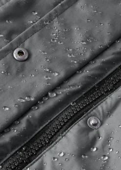 Chaqueta funcional de trekking con capucha, diseño largo y tejido impermeable