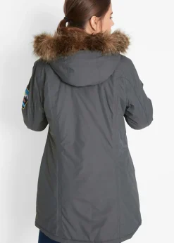 Chaqueta funcional de trekking con capucha, diseño largo y tejido impermeable