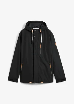 Chaqueta funcional impermeable con capucha y detalles de piel sintética