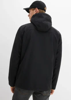 Chaqueta funcional impermeable con capucha y detalles de piel sintética