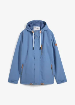 Chaqueta funcional impermeable con capucha y detalles de piel sintética