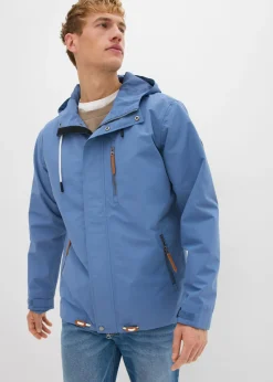 Chaqueta funcional impermeable con capucha y detalles de piel sintética