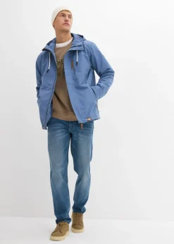 Chaqueta funcional impermeable con capucha y detalles de piel sintética