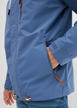 Chaqueta funcional impermeable con capucha y detalles de piel sintética