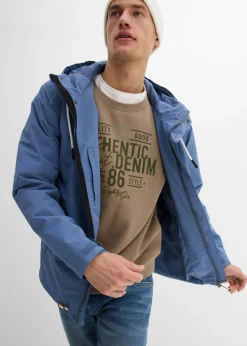 Chaqueta funcional impermeable con capucha y detalles de piel sintética
