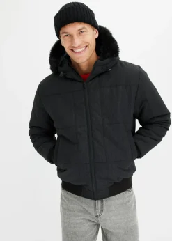 Chaqueta guateada con capucha de pelo y forma de cazadora