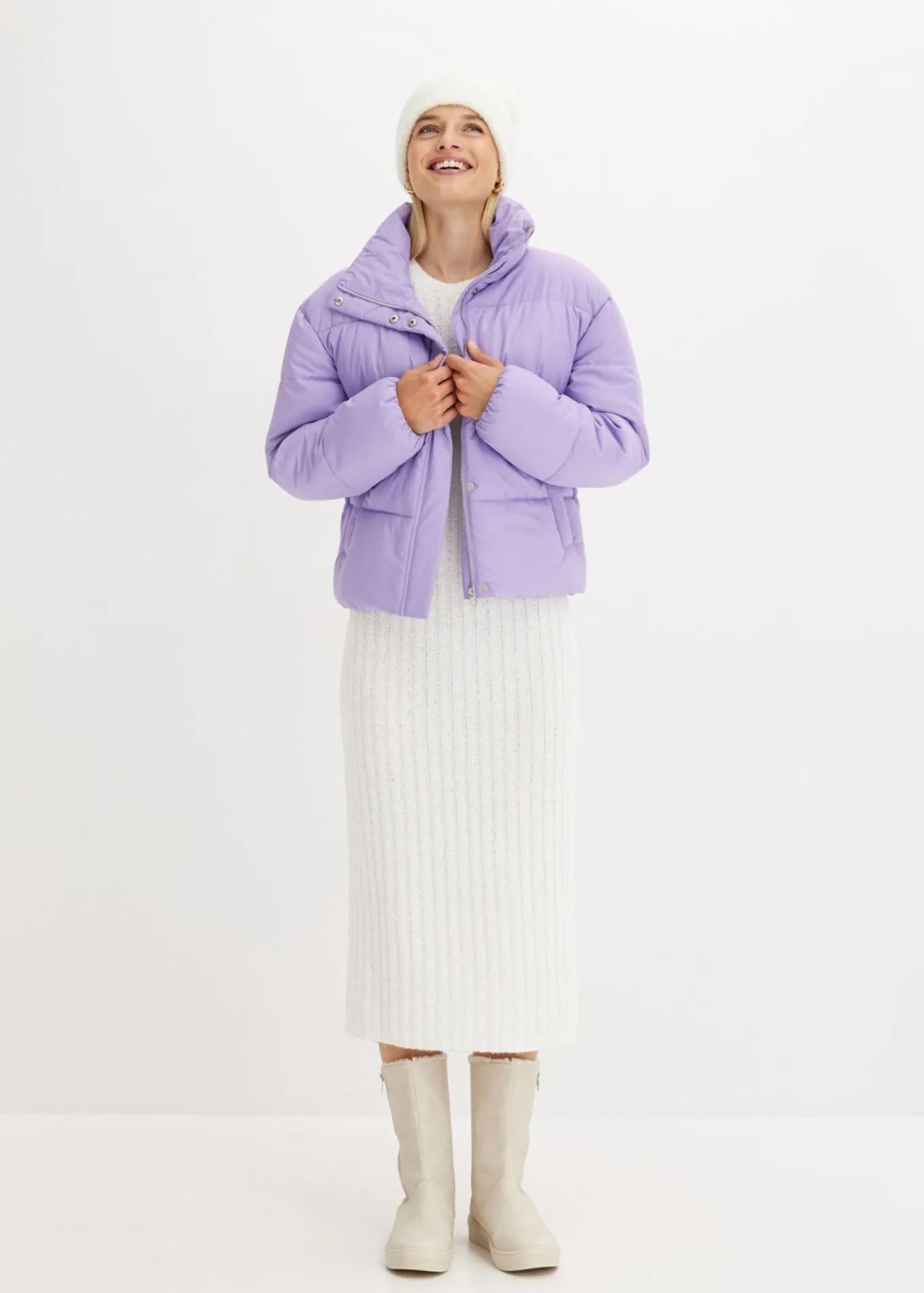 Chaqueta guateada con cuello alto
