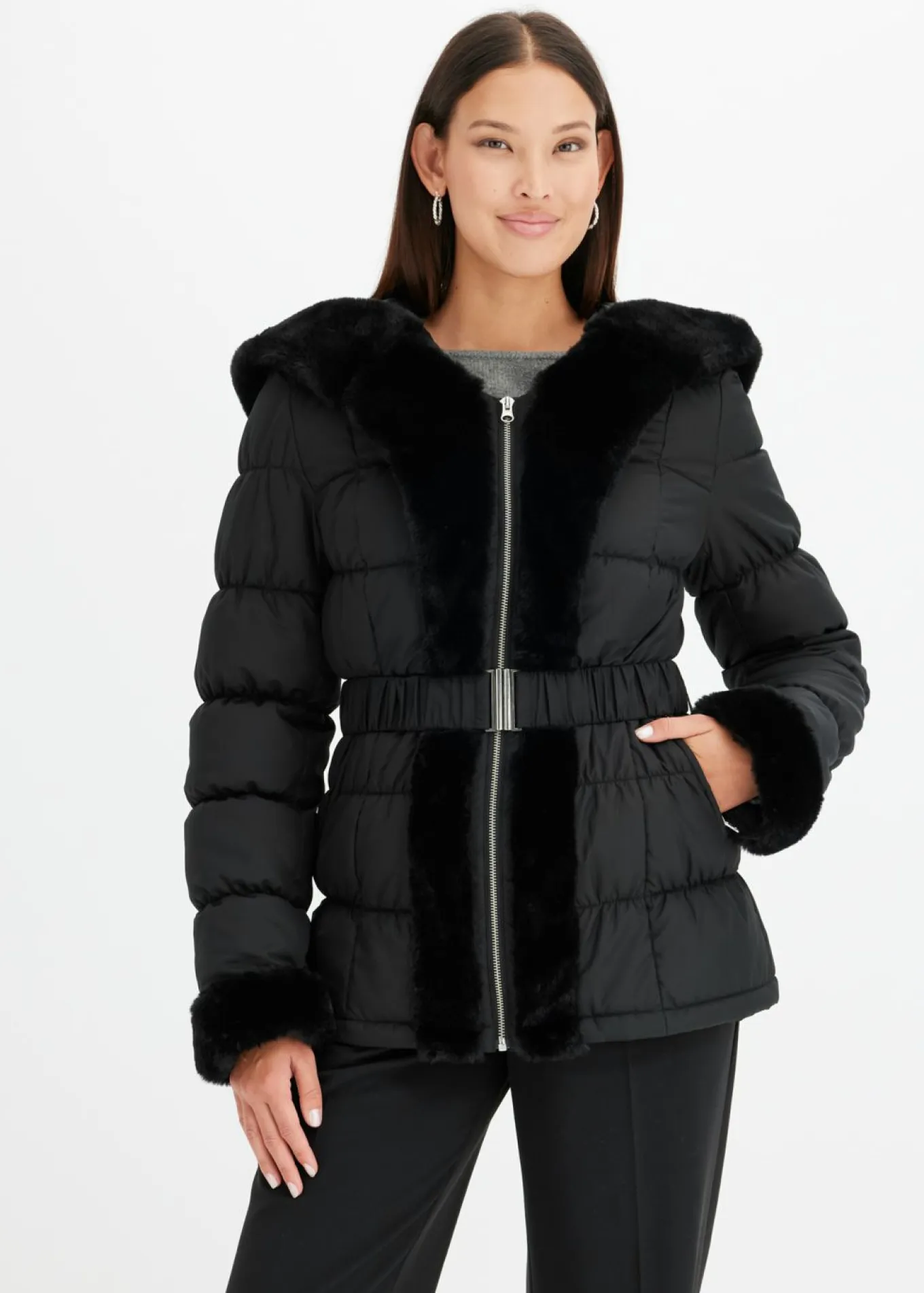 Chaqueta guateada con pelo sintético