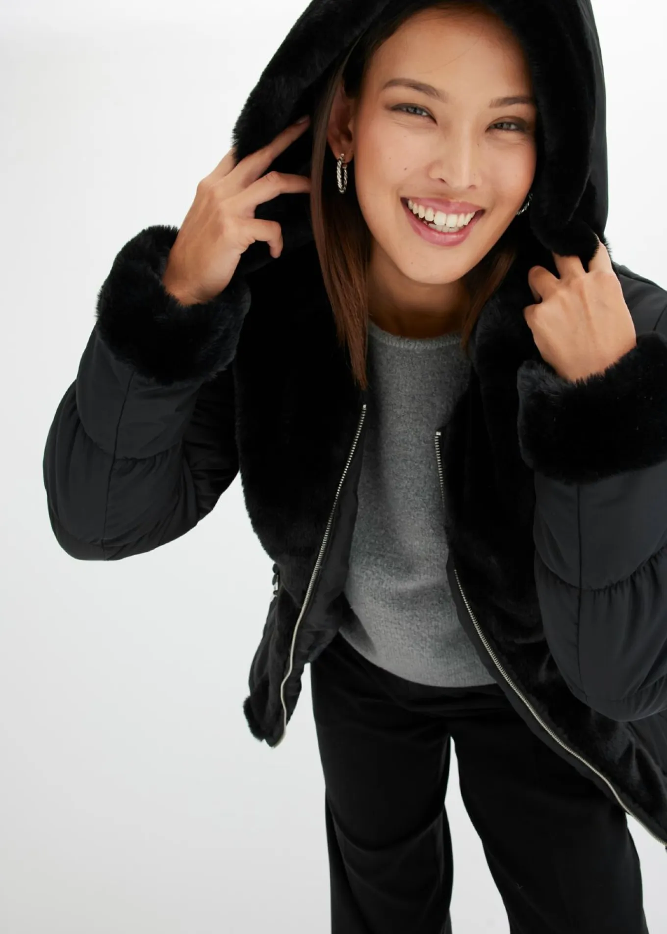 Chaqueta guateada con pelo sintético