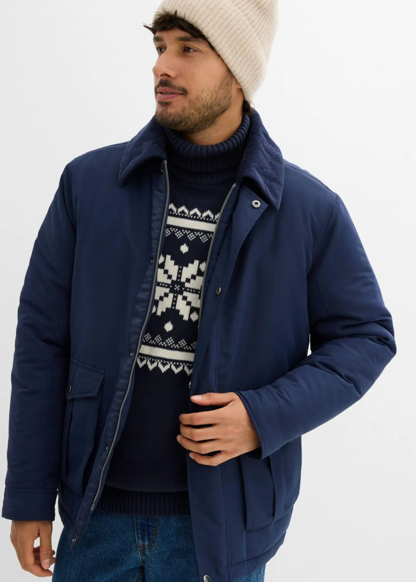 Chaqueta guateada de invierno con cuello de pana