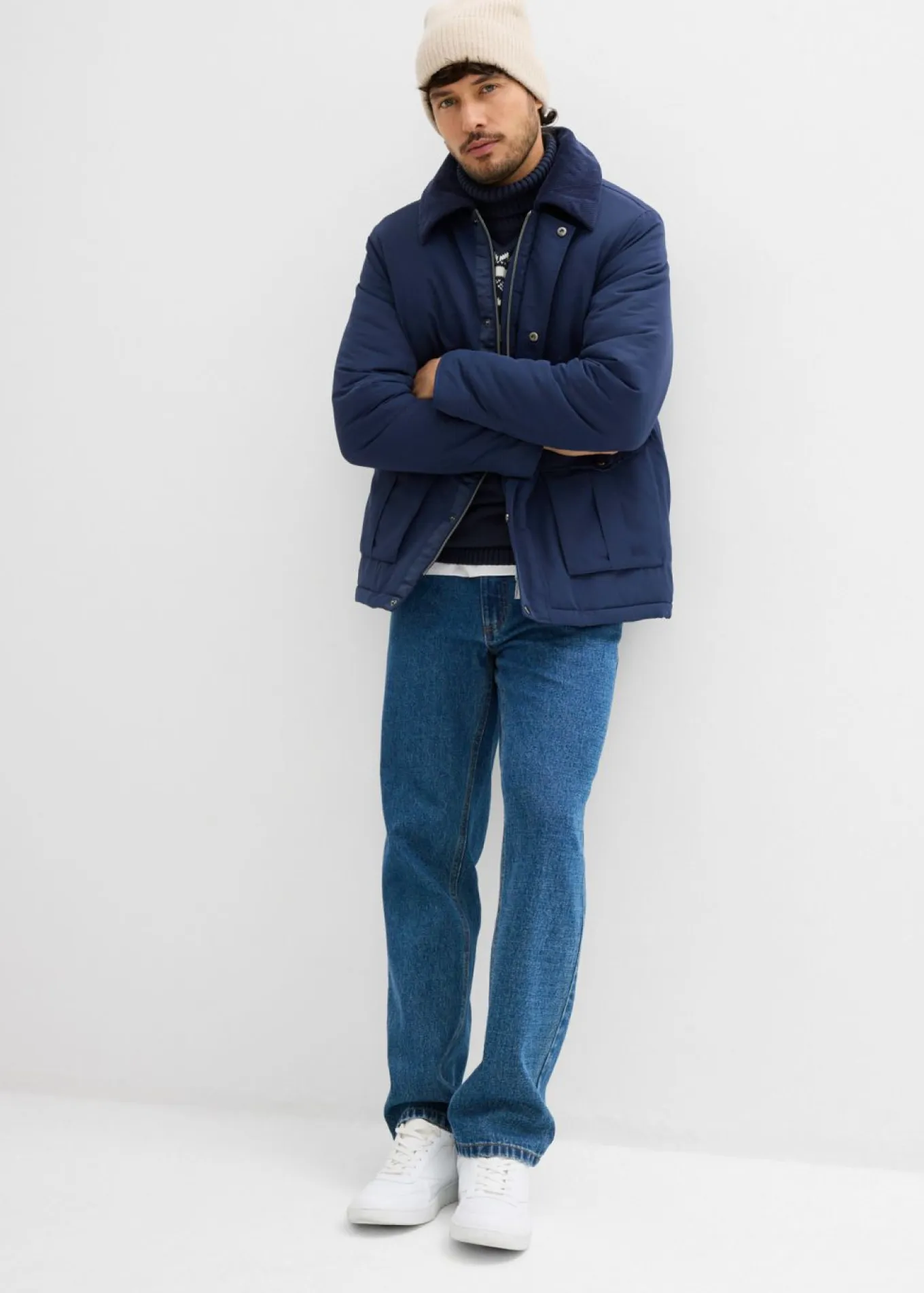 Chaqueta guateada de invierno con cuello de pana