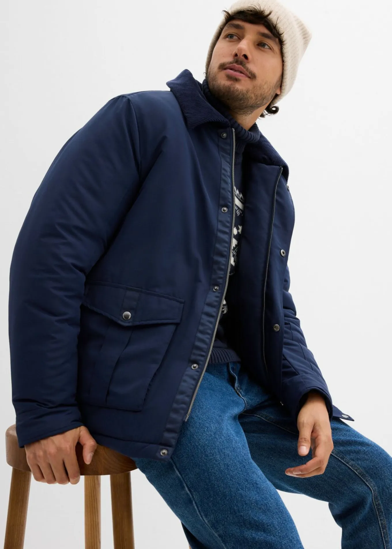 Chaqueta guateada de invierno con cuello de pana