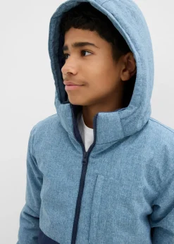 Chaqueta guateada de invierno con capucha y diseño en color block