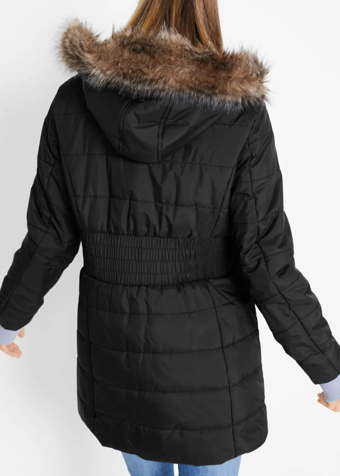 Chaqueta guateada larga funcional con aspecto 2 en 1, impermeable