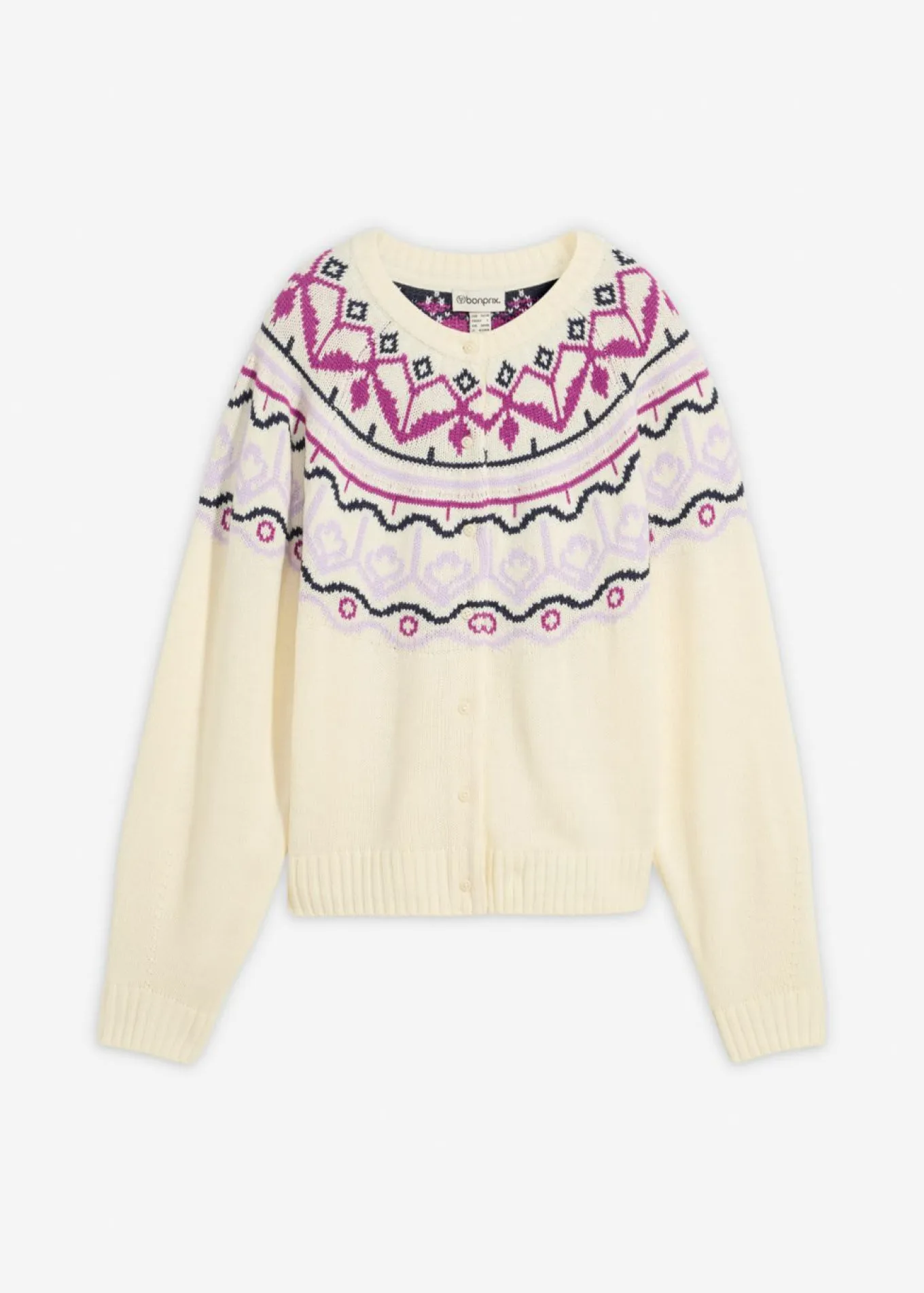 Chaqueta holgada de punto con patrón nórdico