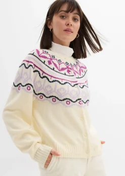Chaqueta holgada de punto con patrón nórdico