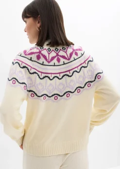 Chaqueta holgada de punto con patrón nórdico