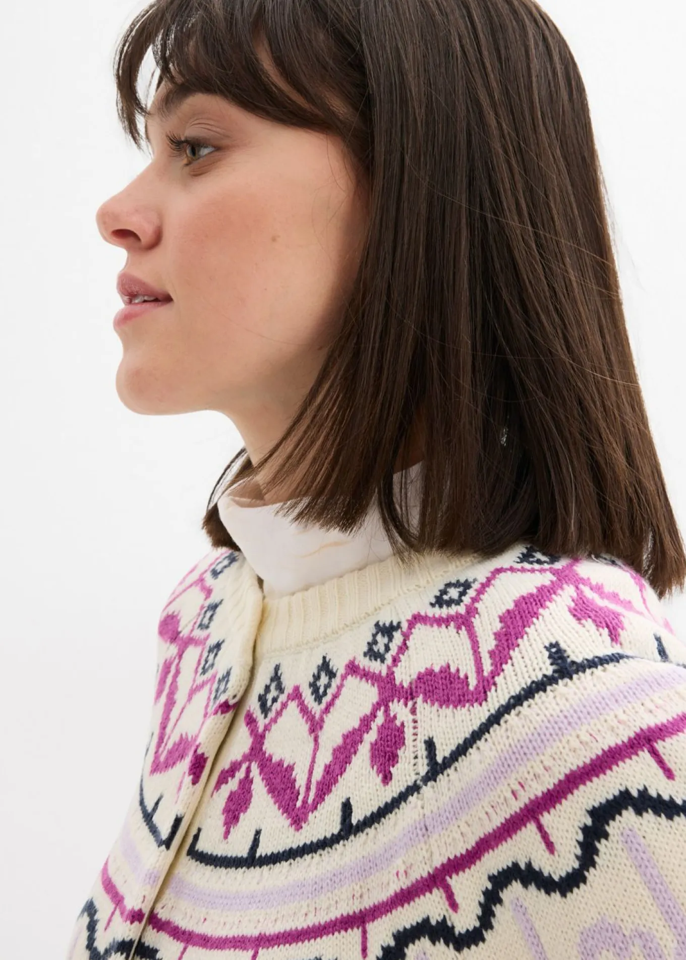 Chaqueta holgada de punto con patrón nórdico