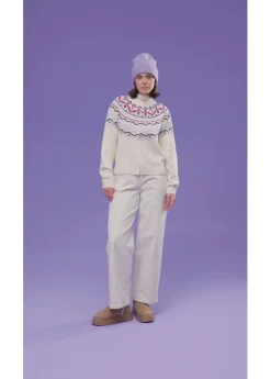 Chaqueta holgada de punto con patrón nórdico