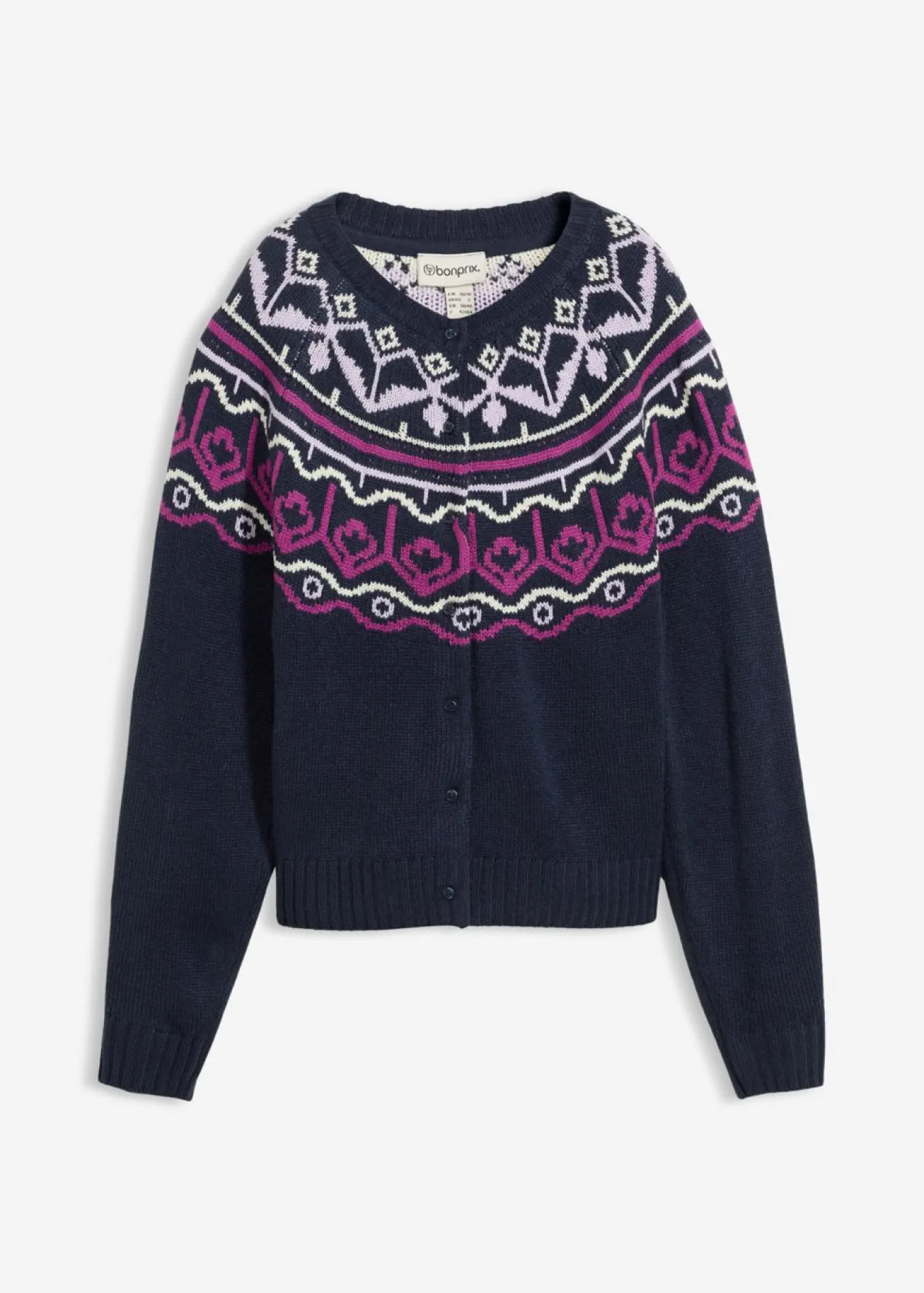 Chaqueta holgada de punto con patrón nórdico