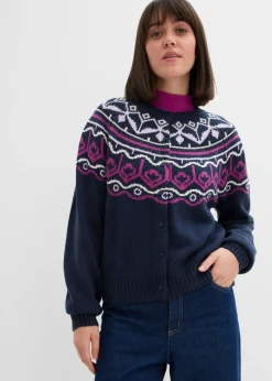 Chaqueta holgada de punto con patrón nórdico
