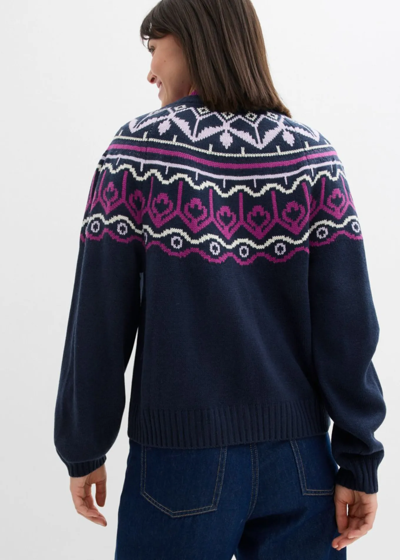 Chaqueta holgada de punto con patrón nórdico