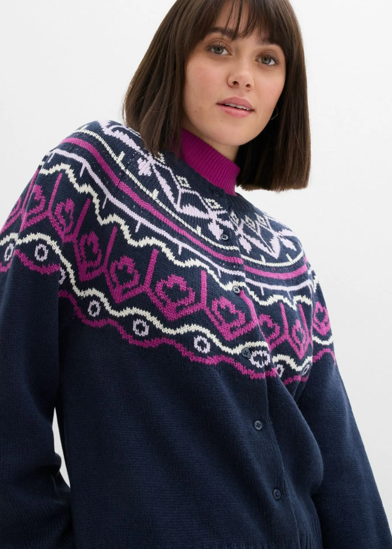 Chaqueta holgada de punto con patrón nórdico