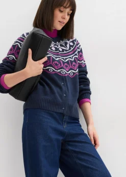 Chaqueta holgada de punto con patrón nórdico