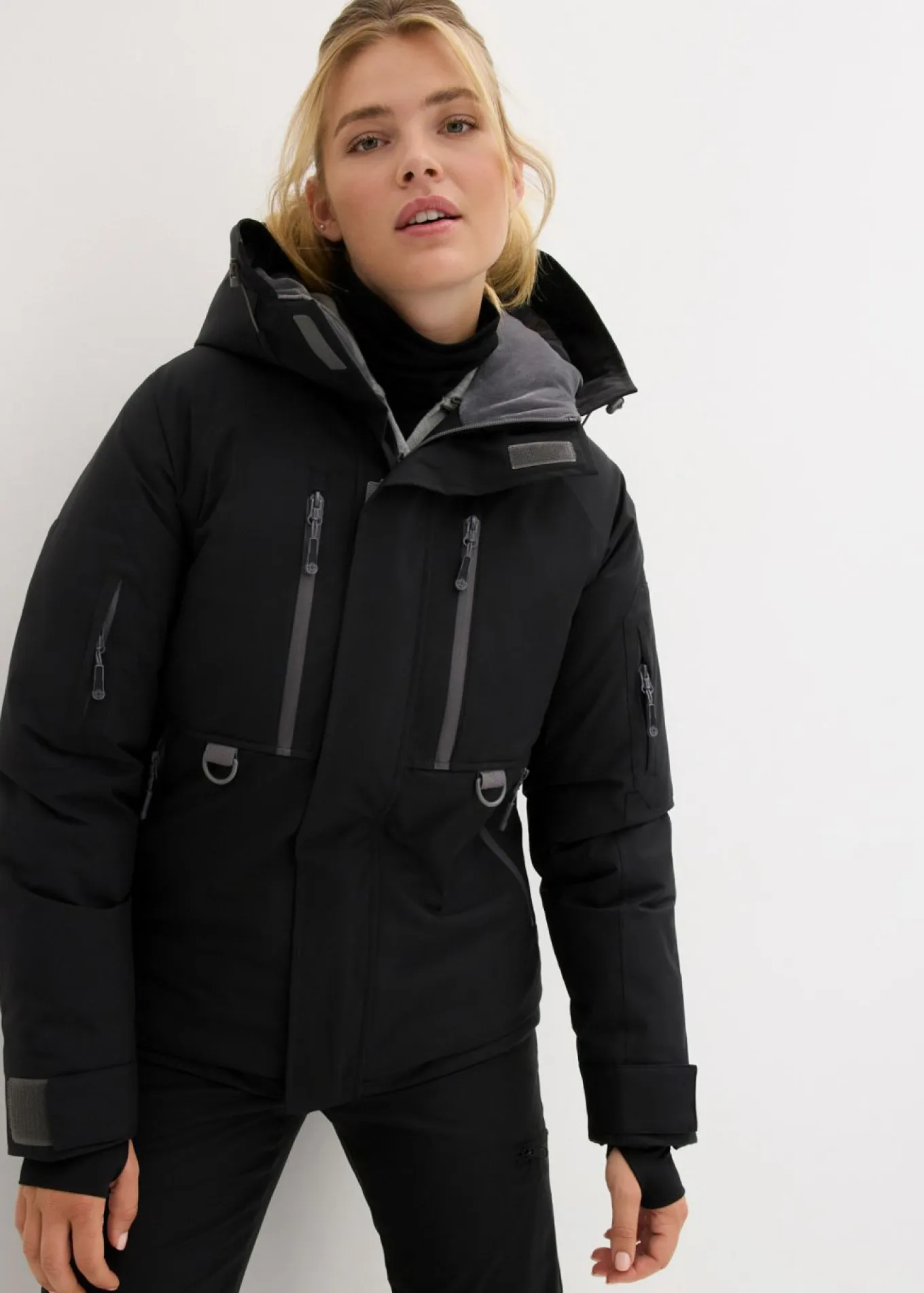 Chaqueta impermeable de esquí con protector antinieve