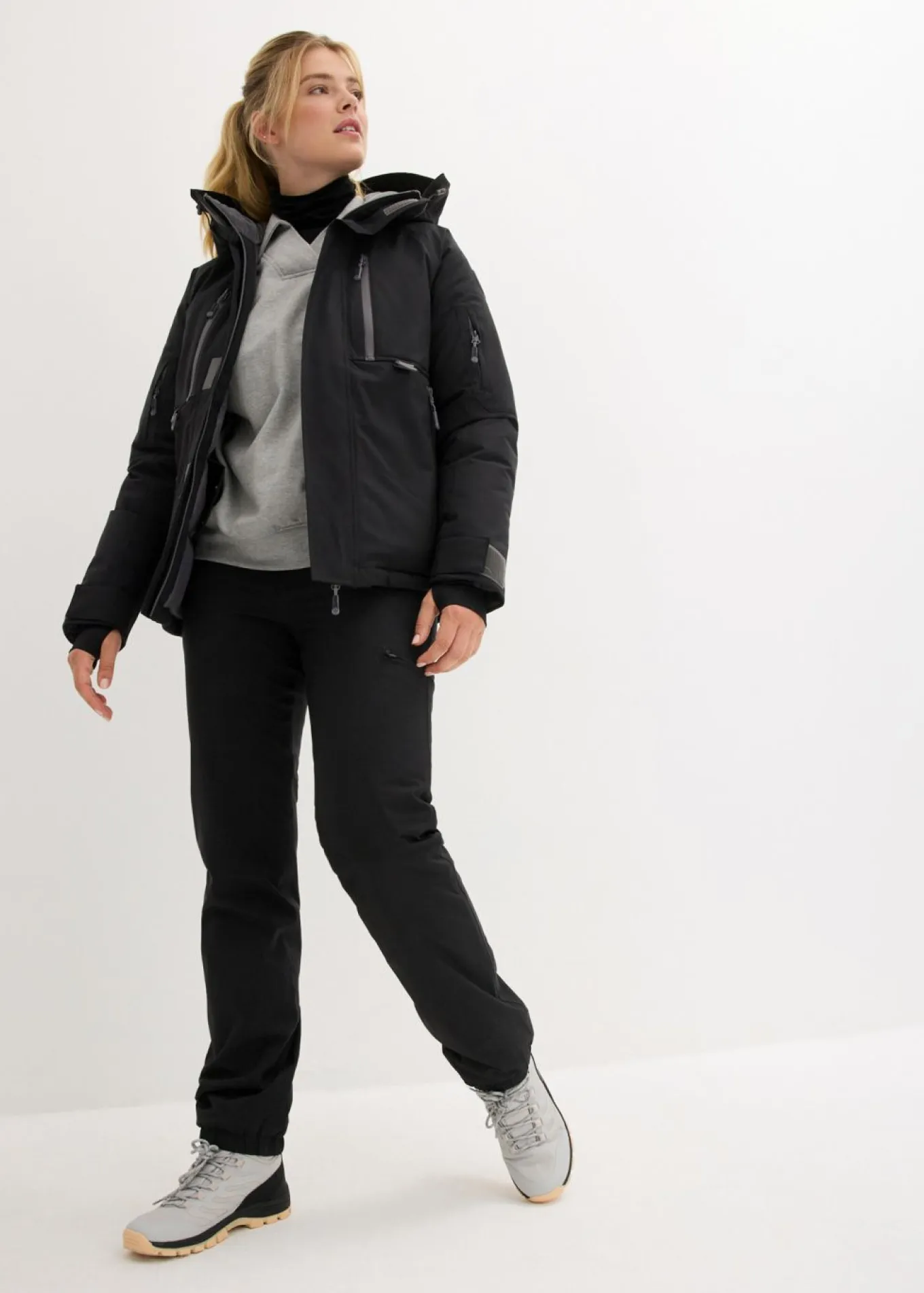 Chaqueta impermeable de esquí con protector antinieve