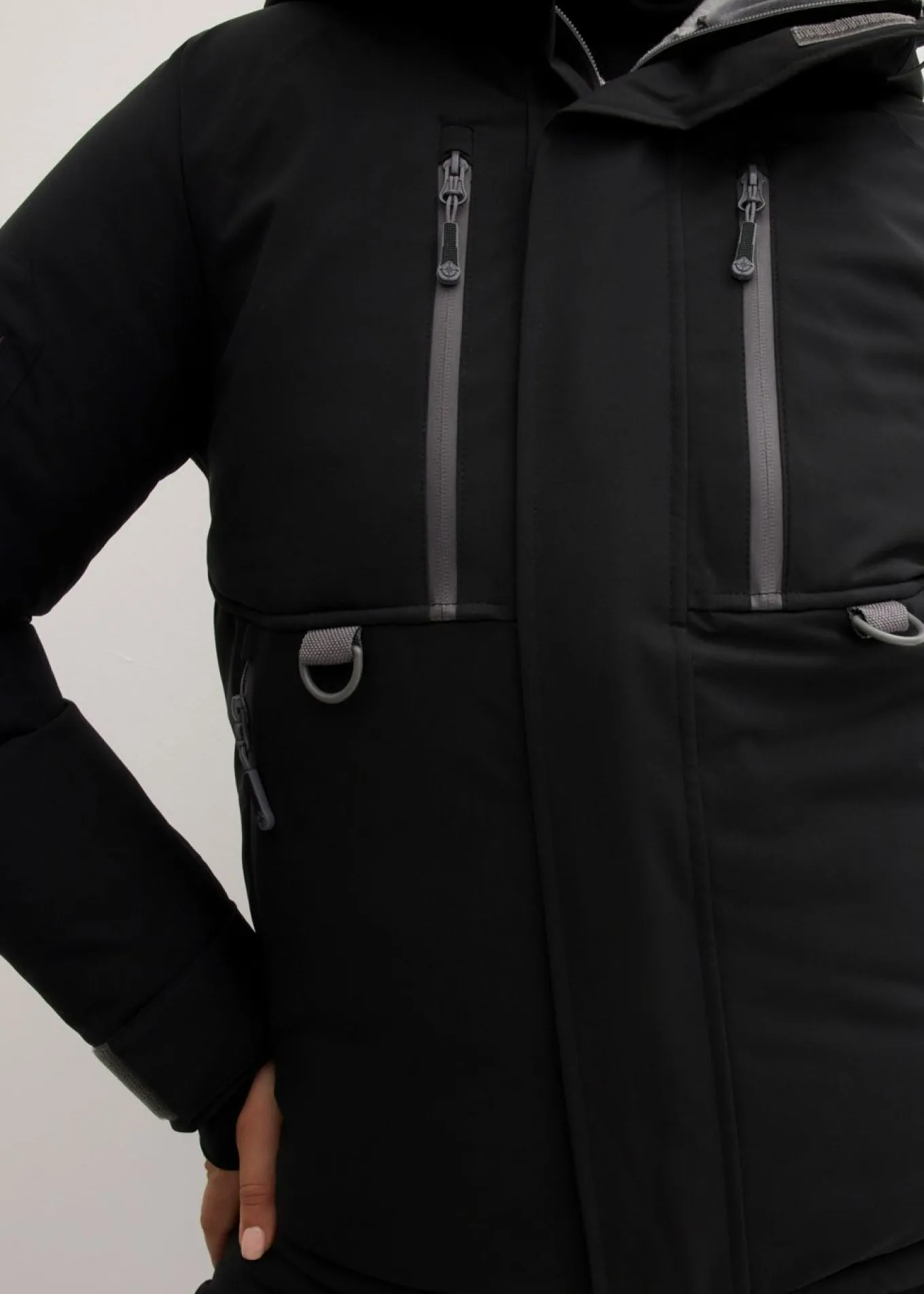 Chaqueta impermeable de esquí con protector antinieve