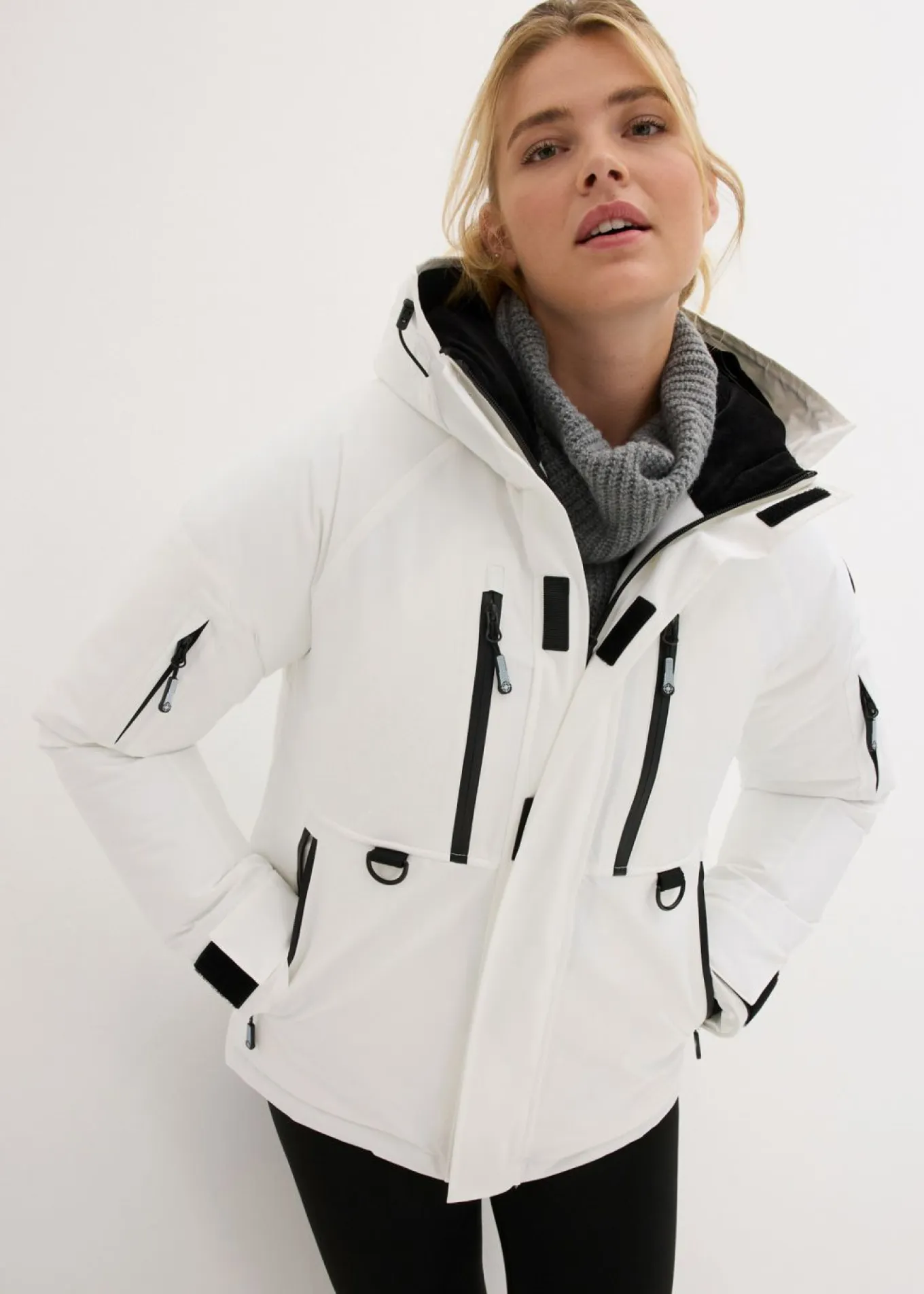 Chaqueta impermeable de esquí con protector antinieve