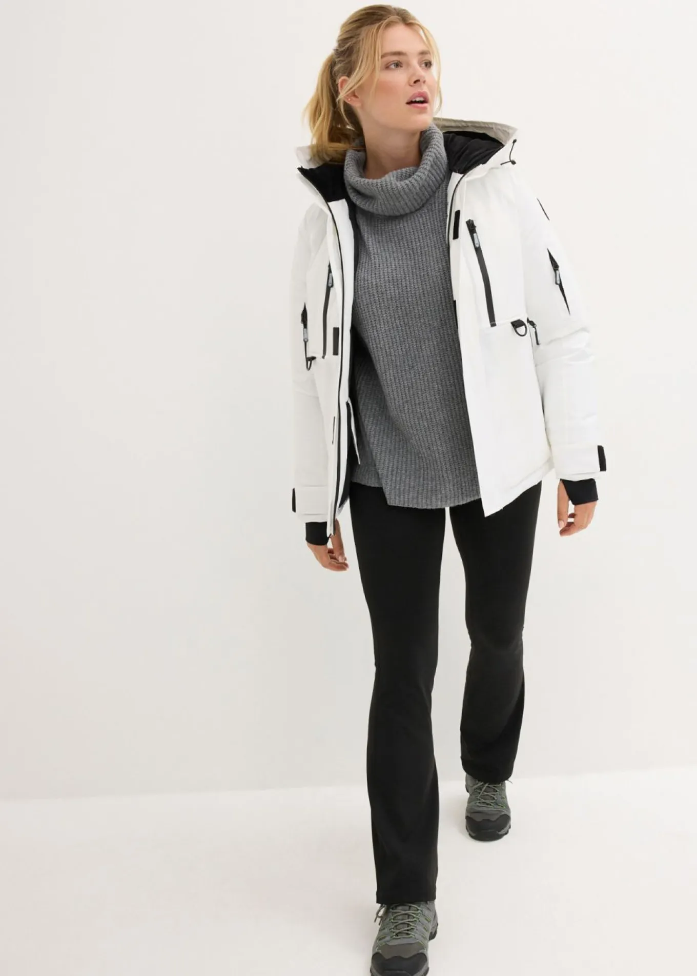 Chaqueta impermeable de esquí con protector antinieve