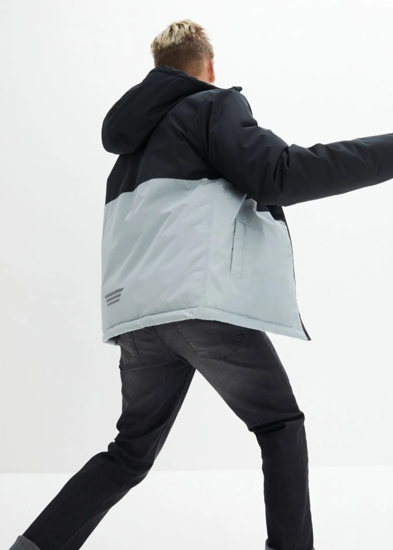 Chaqueta impermeable de invierno con capucha y diseño en color block