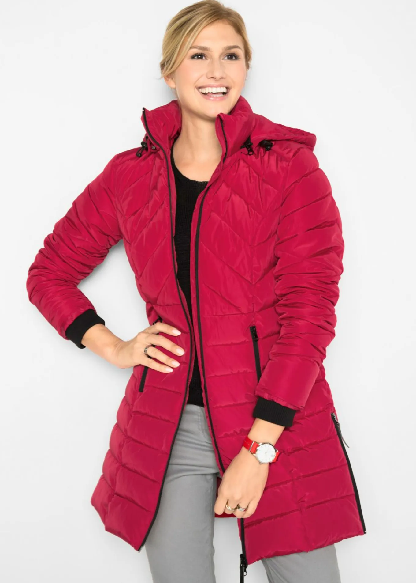 Chaqueta larga acolchada con relleno