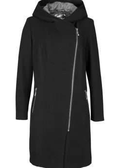 Chaqueta larga con cremallera asimétrica