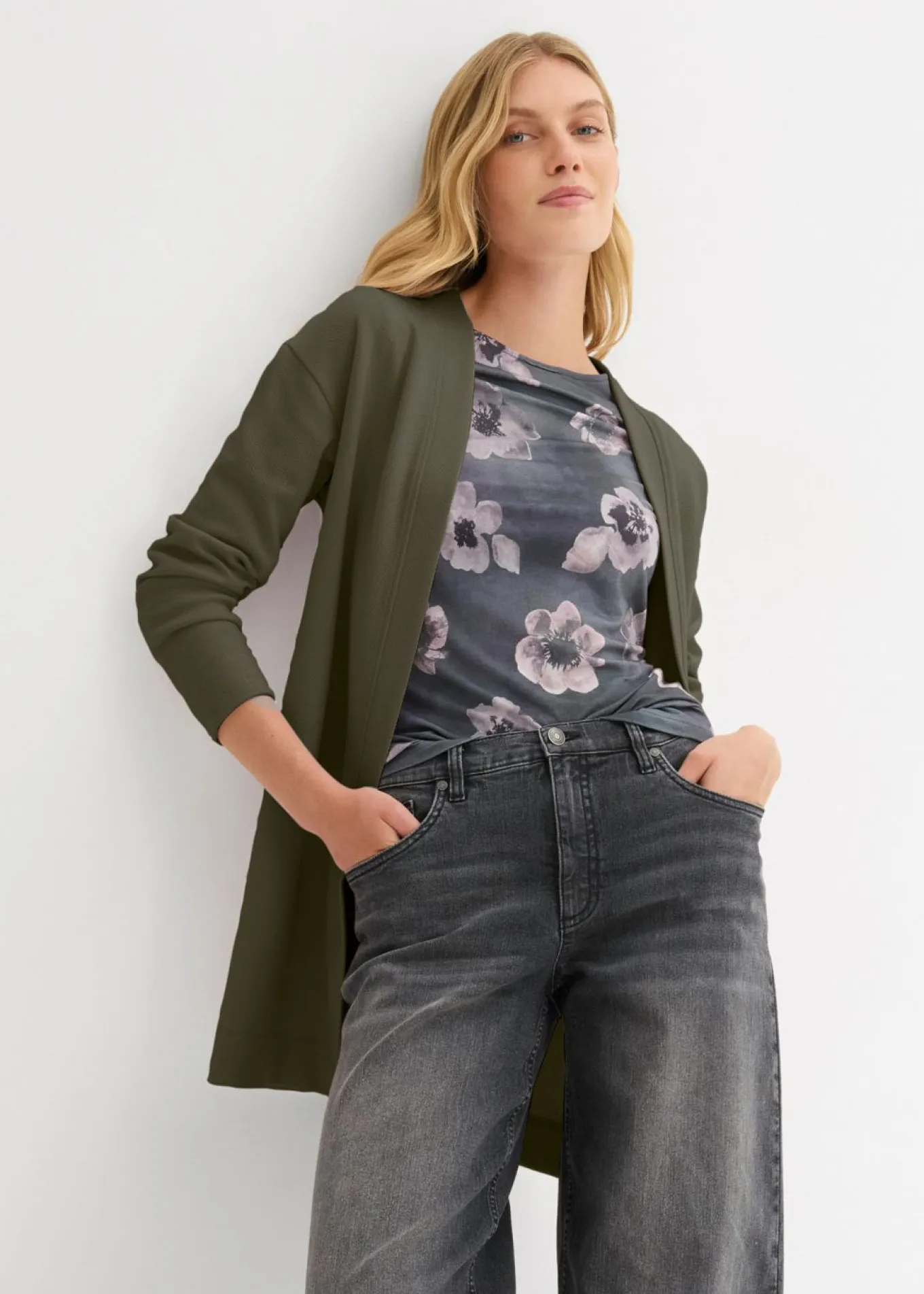 Chaqueta larga de chándal en suave mezcla de algodón