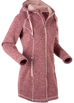 Chaqueta larga de forro polar con capucha
