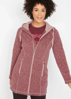 Chaqueta larga de forro polar con capucha