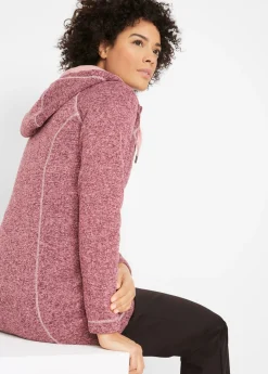 Chaqueta larga de forro polar con capucha