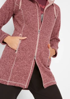 Chaqueta larga de forro polar con capucha